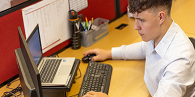 Student working at computer