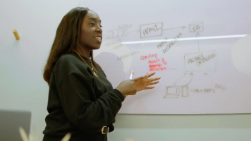 Female Software Engineer Presents